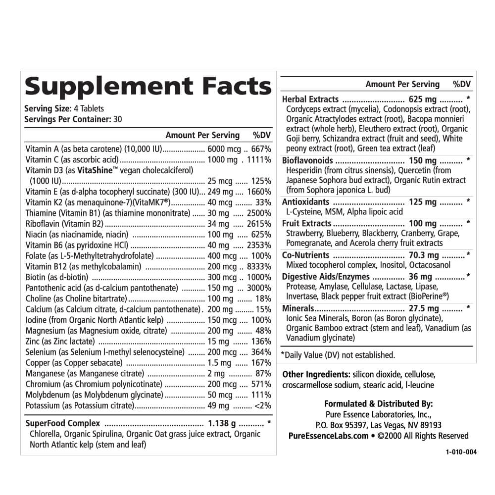 Life Essence™ Multivitamin 120 Tablets - Christopher's Herb Shop