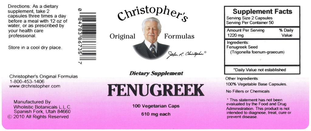 Fenugreek - 100 Capsules - Christopher's Herb Shop