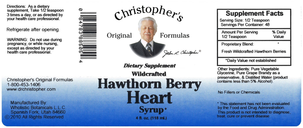 Hawthorn Berry Heart Syrup 4 oz. - Christopher's Herb Shop