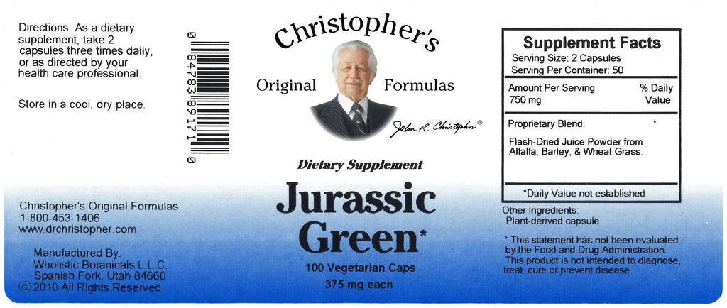 Jurassic Green - 100 Capsules - Christopher's Herb Shop