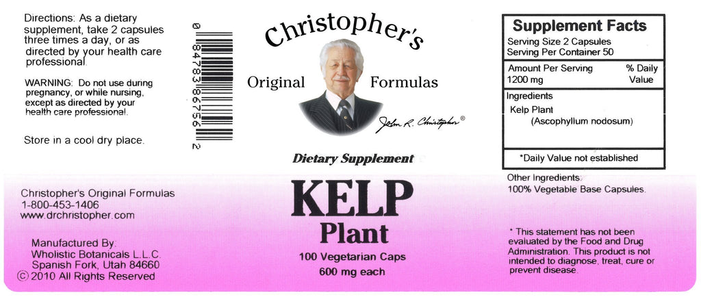 Kelp Plant - 100 Capsules - Christopher's Herb Shop