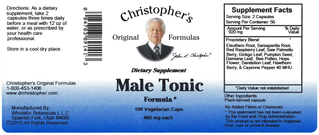 Male Tonic - 100 Capsules - Christopher's Herb Shop