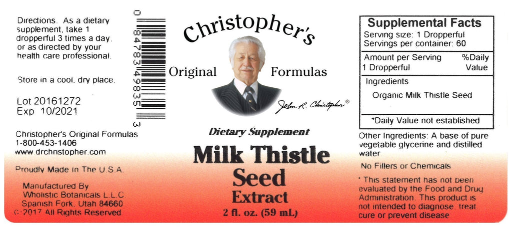 Milk Thistle Seed - 2 oz. Glycerine Extract - Christopher's Herb Shop