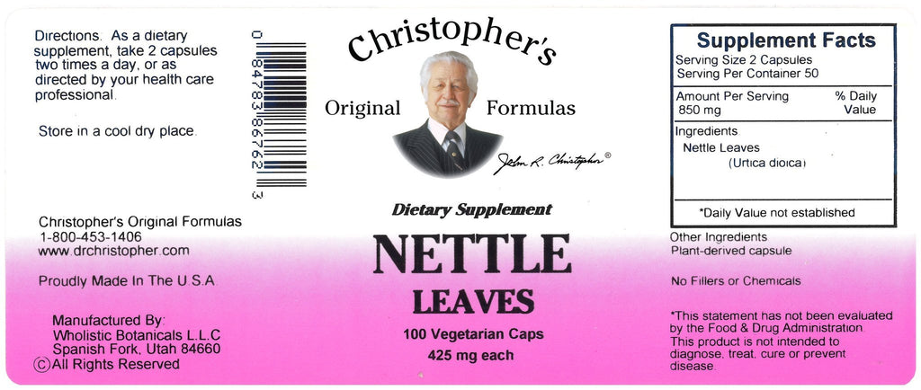 Nettle Leaf - 100 Capsules - Christopher's Herb Shop