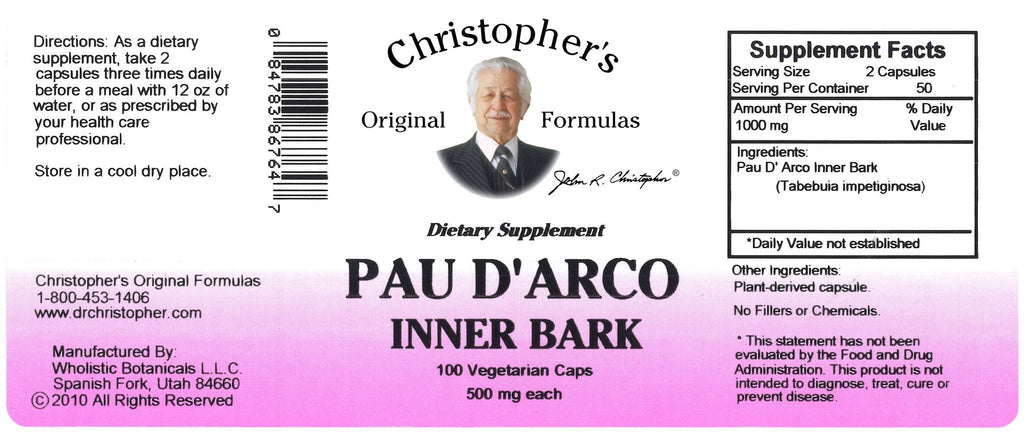 Pau D'Arco bark - 100 Capsules - Christopher's Herb Shop