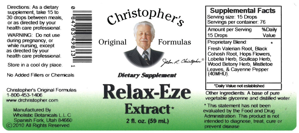 Relax-Eze Formula - 2 oz. Glycerine Extract - Christopher's Herb Shop