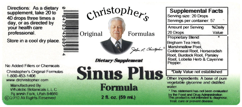 Sinus Plus - 2 oz. Glycerine Extract - Christopher's Herb Shop