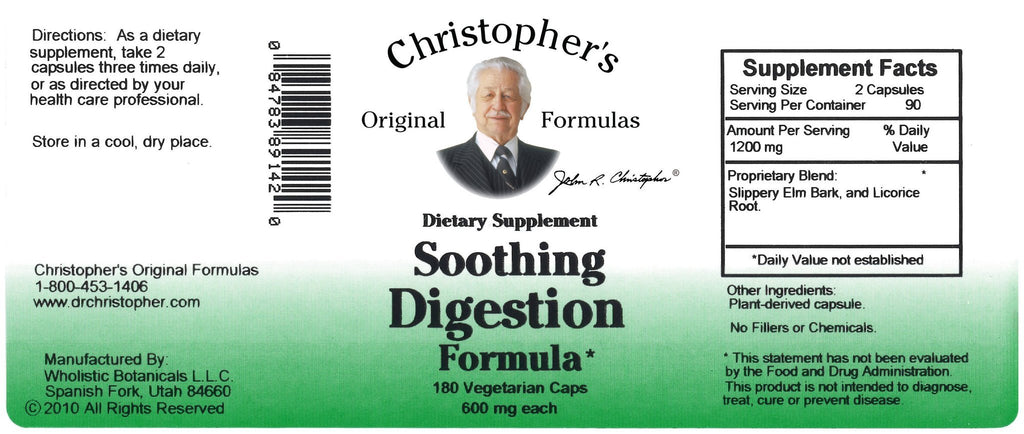 Soothing Digestion - 180 Capsules - Christopher's Herb Shop