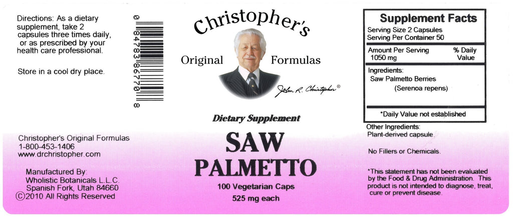 Saw Palmetto Berry - 100 Capsules - Christopher's Herb Shop